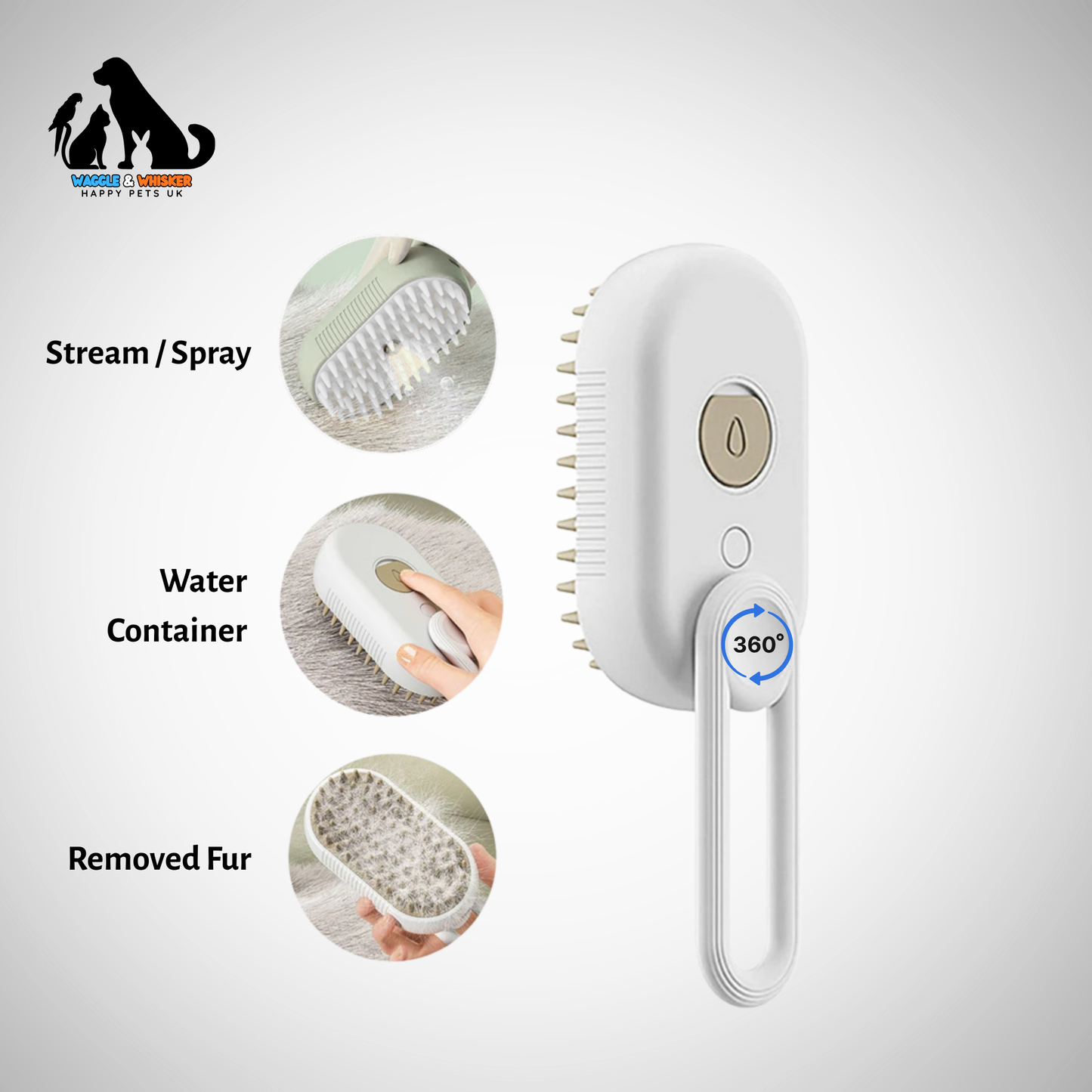 Pet Grooming Brush -Steam Spray Rechargable